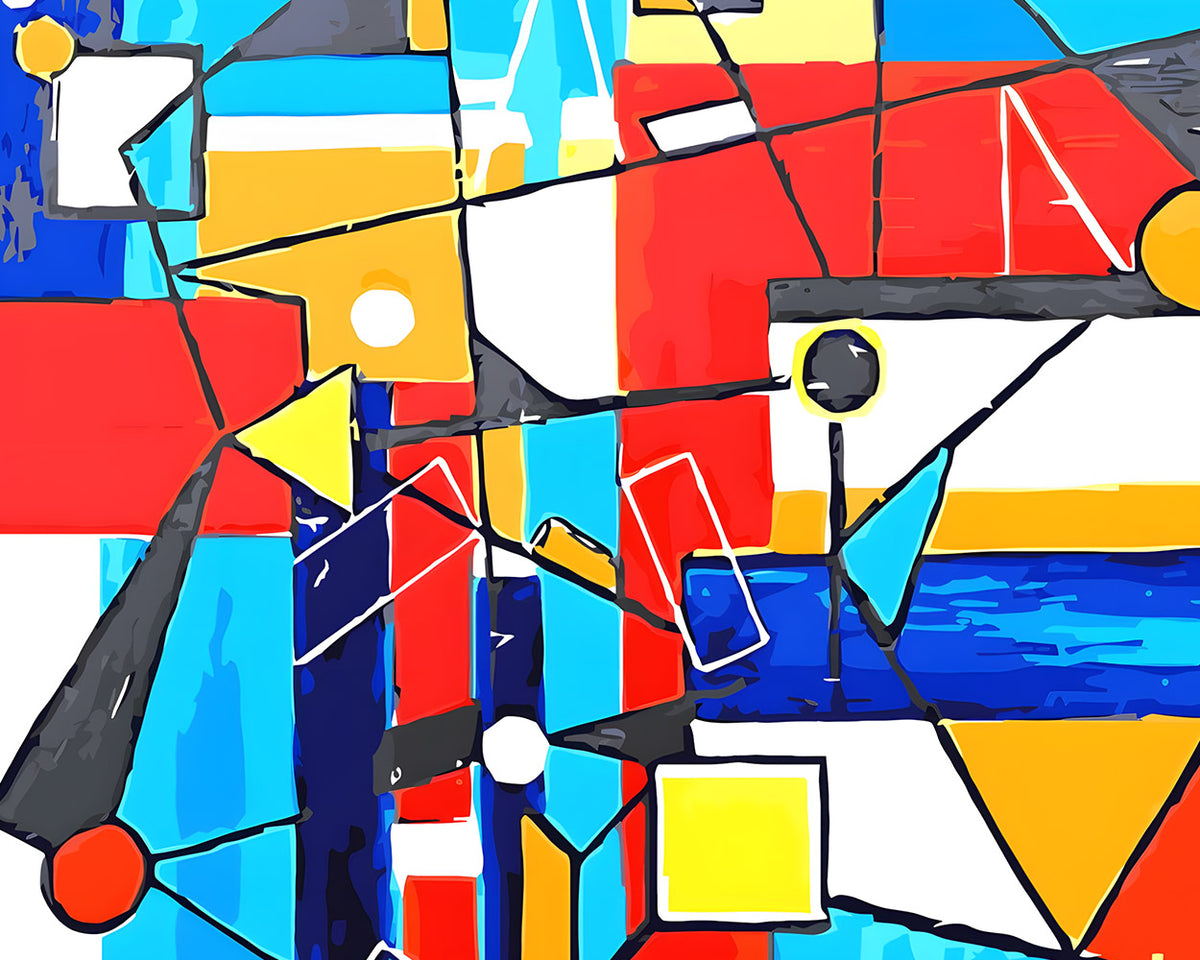 Bold geometric abstract art paint by numbers kit for beginners