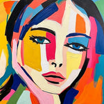 Bold geometric abstract face cross stitch kit for beginners
