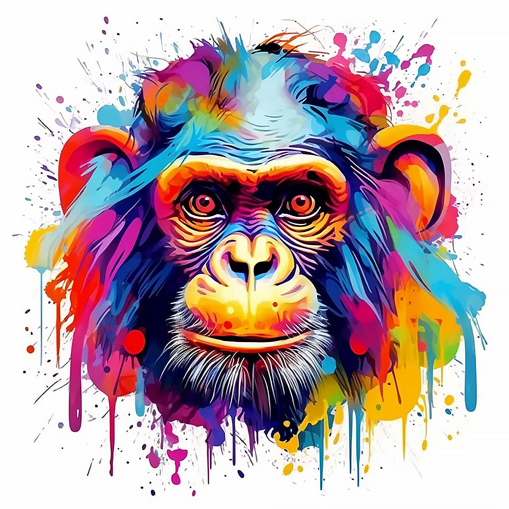 Bold pop art chimpanzee cross stitch kit for beginners