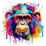 Bold pop art chimpanzee cross stitch kit for beginners