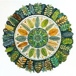 Botanical leaf mandala cross stitch kit for beginners