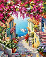 Bougainvillea steps to the sea cross stitch kit for beginners