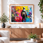 Finished boys back view graffiti paint by numbers artwork displayed as home decor