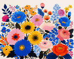 Bright and bold flat floral illustration paint by numbers kit for beginners