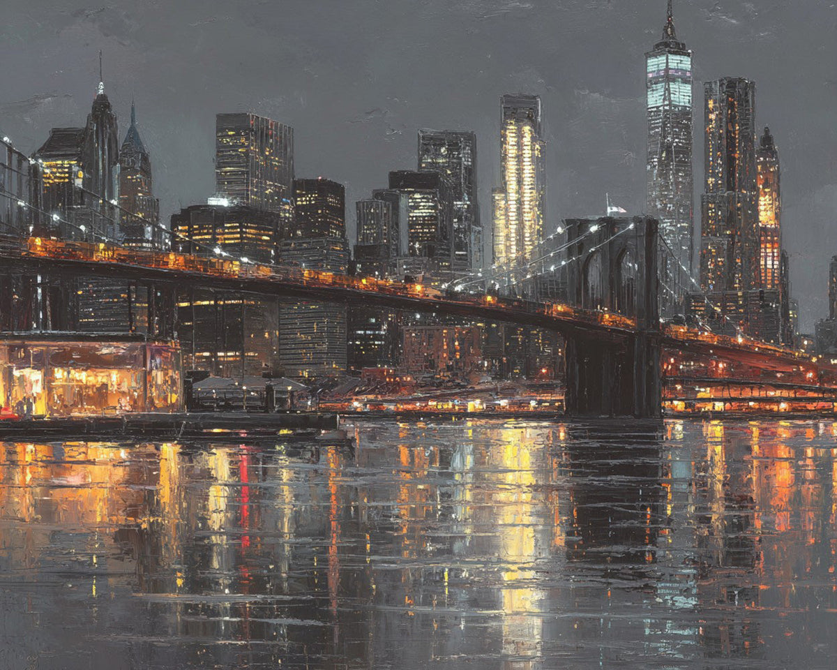 Brooklyn bridge at night cross stitch kit for beginners