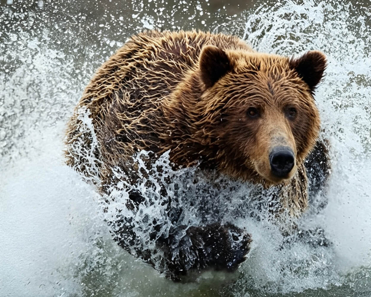 Brown bear in water paint by numbers kit for beginners