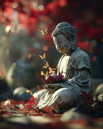 Buddha statue with butterflies and lotus cross stitch kit for beginners