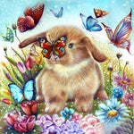 Bunny and butterflies in flower garden cross stitch kit for beginners