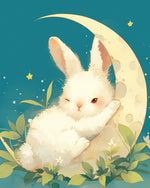 Bunny sleeping on the moon cross stitch kit for beginners