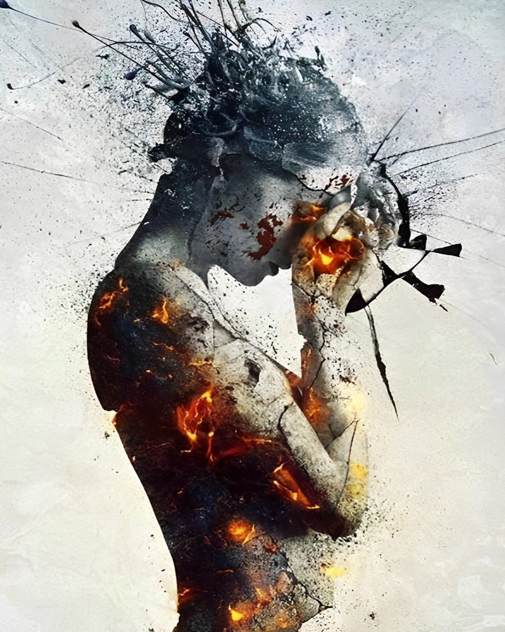 Burning broken figure cross stitch kit for beginners