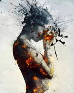 Burning broken figure cross stitch kit for beginners