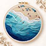 Bustling ocean surf embroidery kit