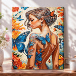 Butterfly graceful lady pearl diamond painting kit for beginners