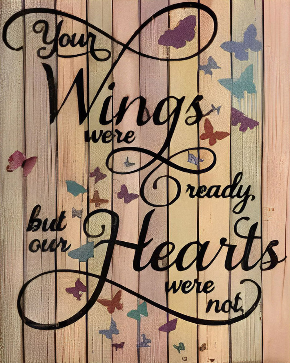 Butterfly quote on wood art cross stitch kit for beginners