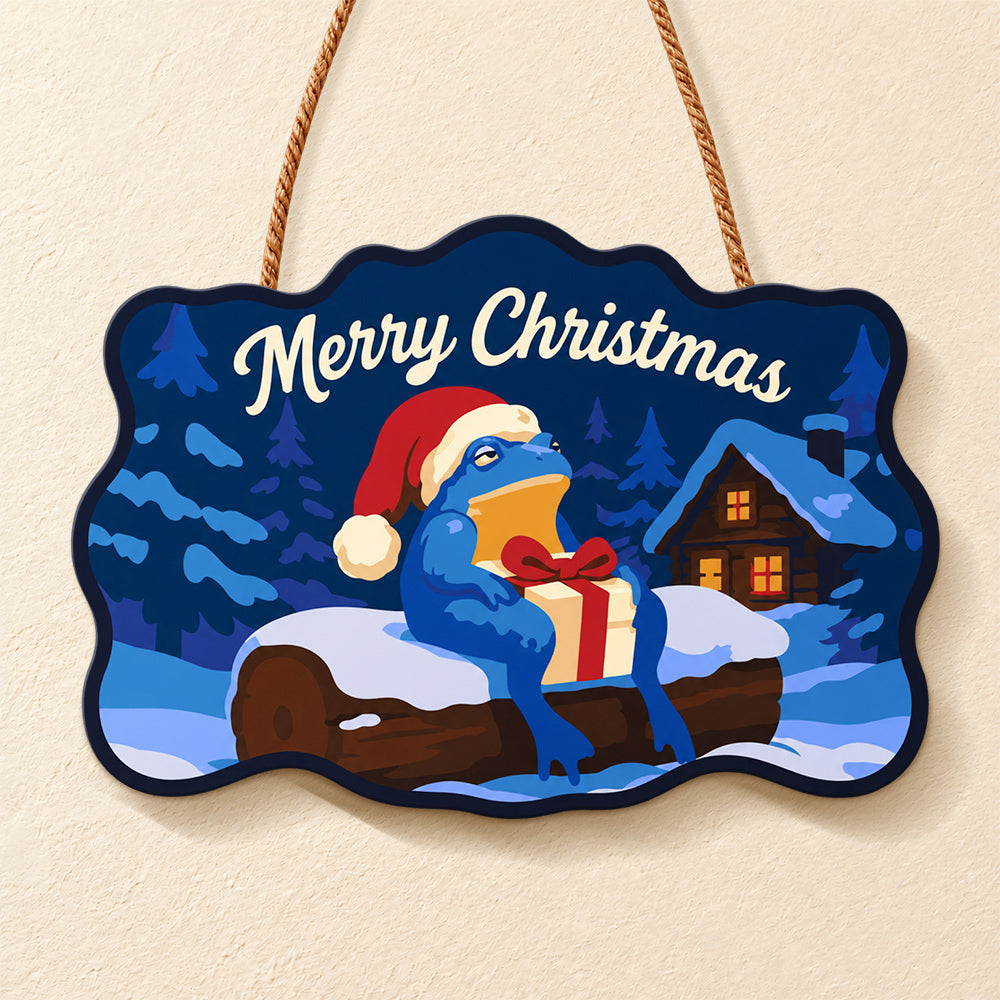 Cabin snowy retreat paint by numbers door hanger finished design