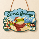 Candy cane frog greetings paint by numbers door hanger finished design