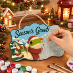 Candy cane frog greetings paint by numbers door hanger painting process