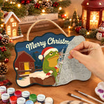 Candy cane frog scene paint by numbers door hanger painting process