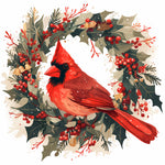 Cardinal bird in a holly wreath cross stitch kit for beginners