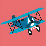 Cartoon blue biplane cross stitch kit for beginners