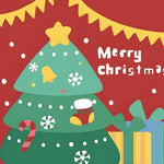 Cartoon christmas tree and "merry christmas" cross stitch kit for beginners