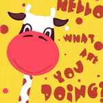 Cartoon cow greeting cross stitch kit for beginners