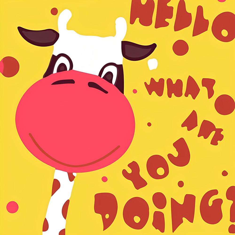 Cartoon cow greeting cross stitch kit for beginners