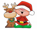Cartoon father christmas and rudolph cross stitch kit for beginners