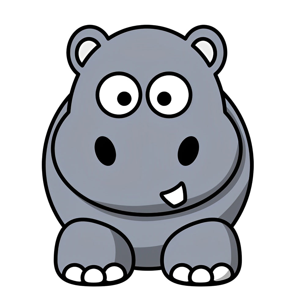 Cartoon hippo sitting cross stitch kit for beginners
