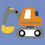 Cartoon orange excavator cross stitch kit for beginners