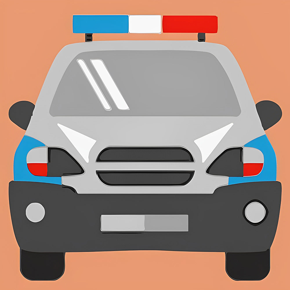 Cartoon police car cross stitch kit for beginners