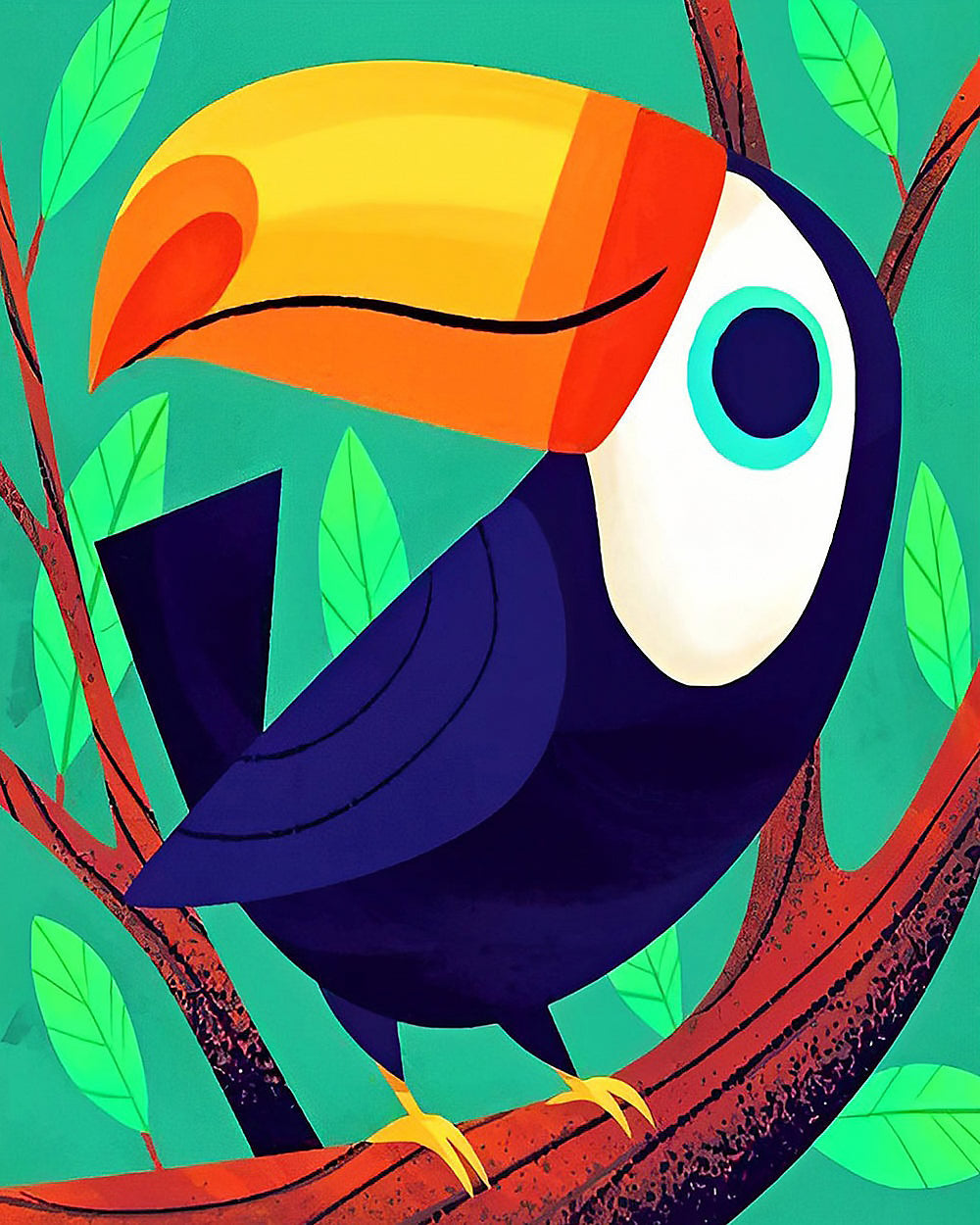 Cartoon tropical toucan cross stitch kit for beginners