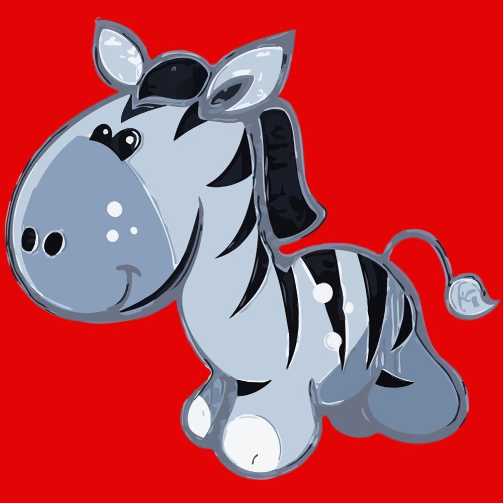 Cartoon zebra on red background cross stitch kit for beginners