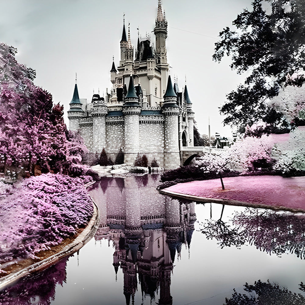 Castle reflection cross stitch kit for beginners