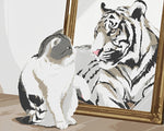 Cat and tiger in mirror cross stitch kit for beginners