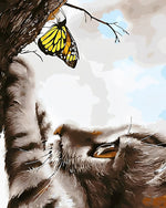 Cat and yellow butterfly cross stitch kit for beginners