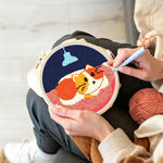 Creating handmade cat under the chandelier punch needle artwork
