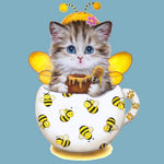 Cat with bee costume cross stitch kit for beginners