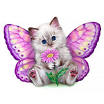 Cat with butterfly wings cross stitch kit for beginners