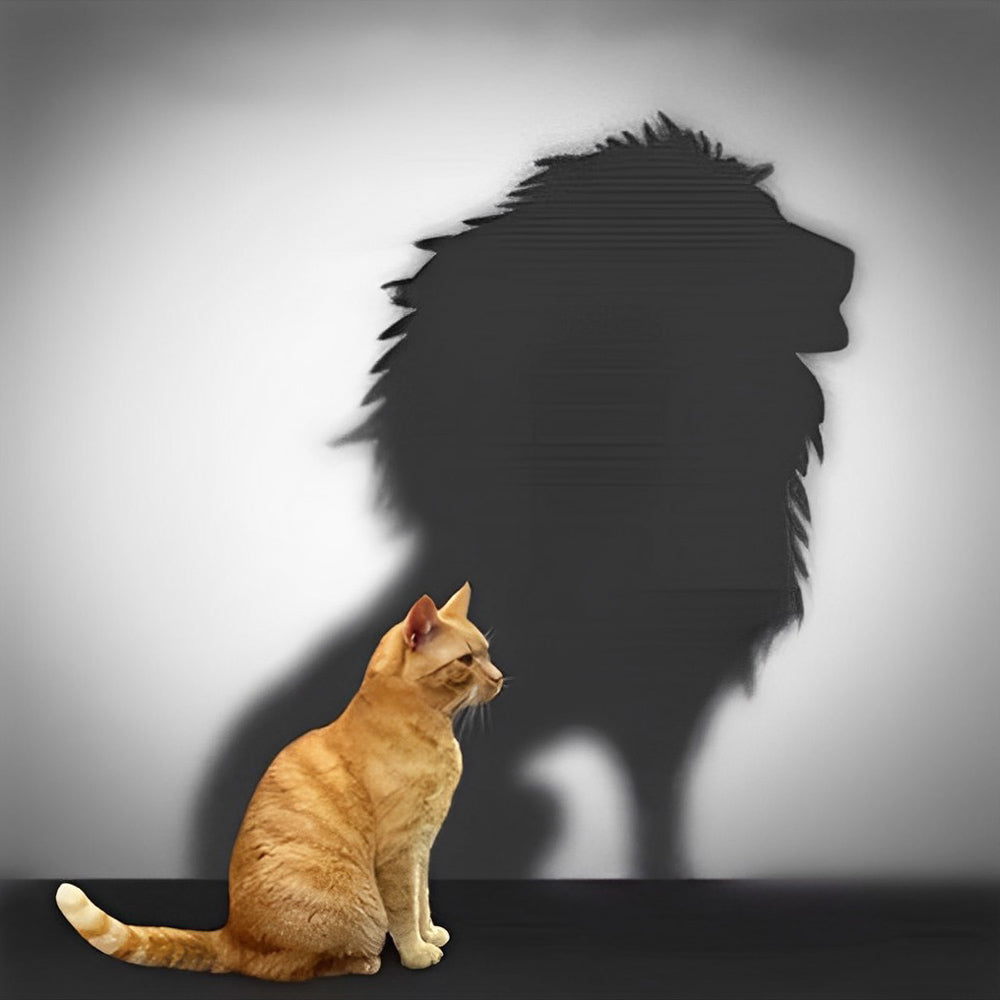 Cat with lion shadow cross stitch kit for beginners