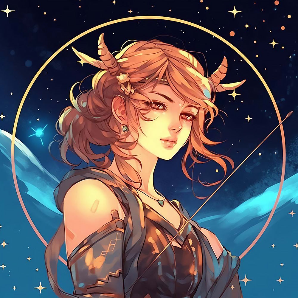 Celestial archer fantasy portrait cross stitch kit for beginners