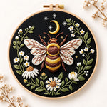 Celestial bee with daisies embroidery kit
