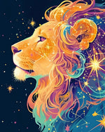 Celestial lion with stars cross stitch kit for beginners