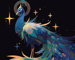Celestial peacock with stars and moon cross stitch kit for beginners