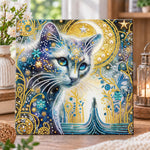 Celestial starry cat pearl diamond painting kit for beginners