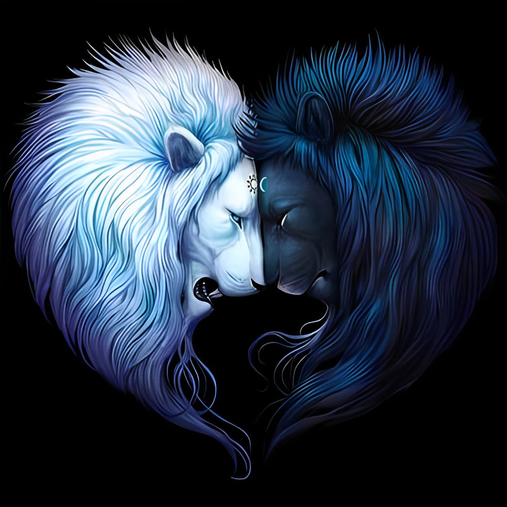 Celestial sun and moon lions paint by numbers kit for beginners