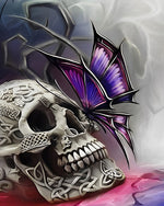 Celtic skull and purple butterfly paint by numbers kit for beginners