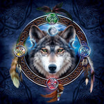 Celtic wolf with triskelion cross stitch kit for beginners