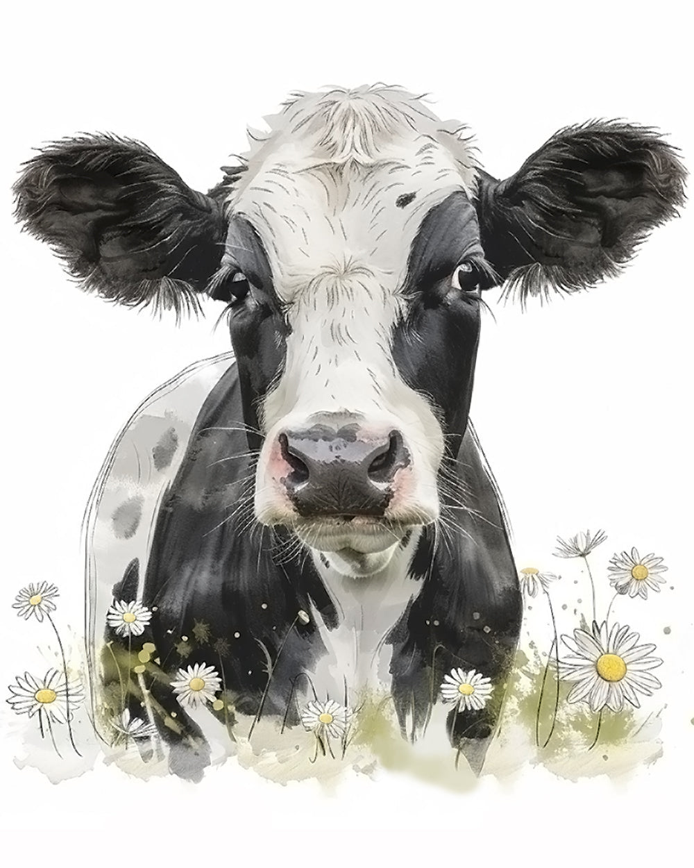 Charming cow with daisies cross stitch kit for beginners