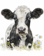 Charming cow with daisies cross stitch kit for beginners